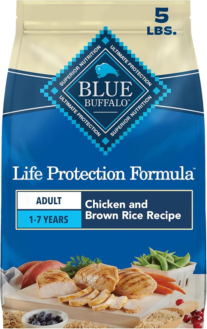 🐾Blue Buffalo Life Protection Formula Chicken & Brown Rice Adult Dry Dog Food, Supports Immunity with Antioxidant-Rich LifeSource Bits, Promotes Healthy Muscle Development, Skin & Coat Health, 5 lbs.🐾