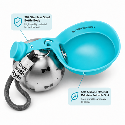 🐾Waoo Waoo PawFlask – Stainless Steel Clip-On Pet Water Bottle🐾