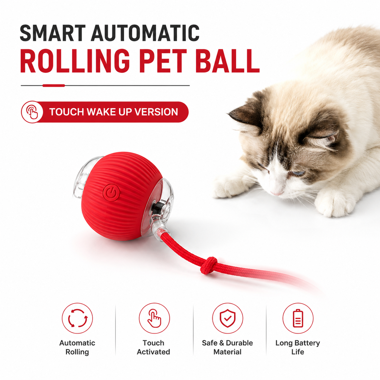 🐾Waoo Waoo ZoomBall – Smart Rolling Interactive Cat Ball Toy🐾