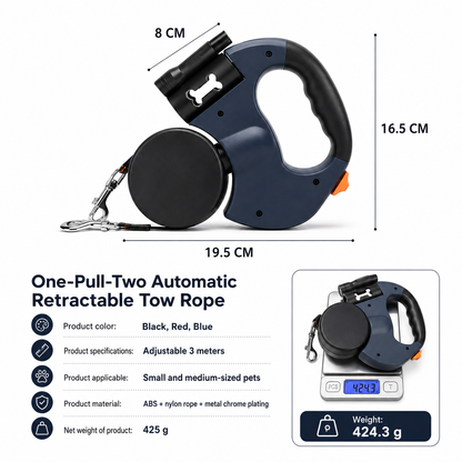🐾Waoo Waoo DuoWalk – Retractable Double Dog Leash with LED Light🐾