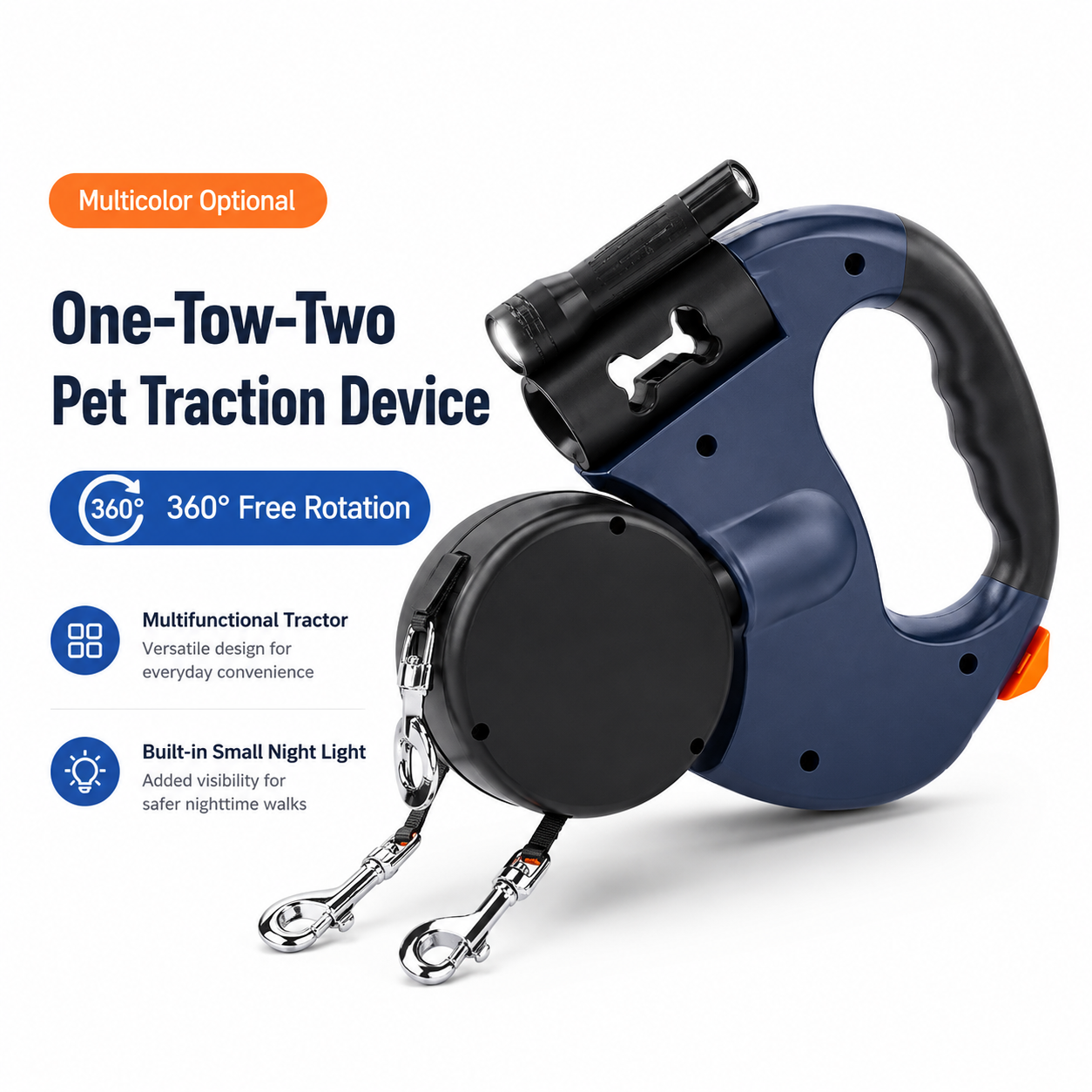 🐾Waoo Waoo DuoWalk – Retractable Double Dog Leash with LED Light🐾