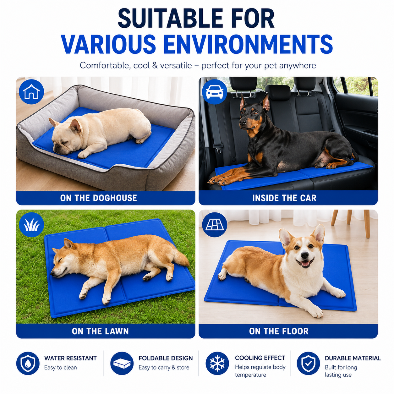 🐾Waoo Waoo IceGlide – Self-Cooling Gel Mat for Dogs & Cats🐾