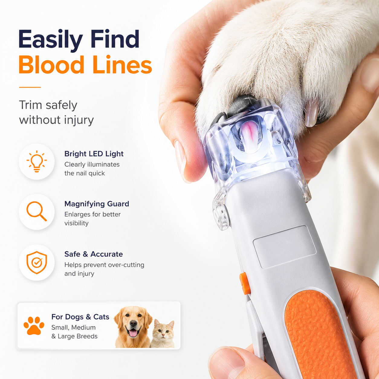 🐾Waoo Waoo ClearCut – LED Light Pet Nail Clippers🐾
