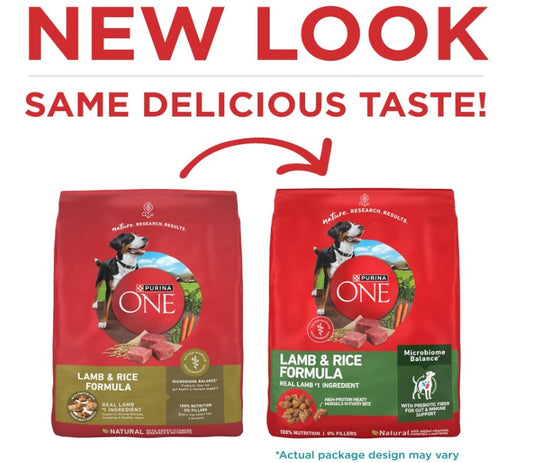 🐾Purina ONE Dry Dog Food Lamb and Rice Formula - (Pack of 4) 4 lb. Bags🐾